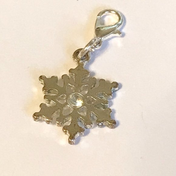 Snowflake Charm for Bracelet Zipper Pull Backpack Purse Charm Silver Tone - Picture 4 of 7